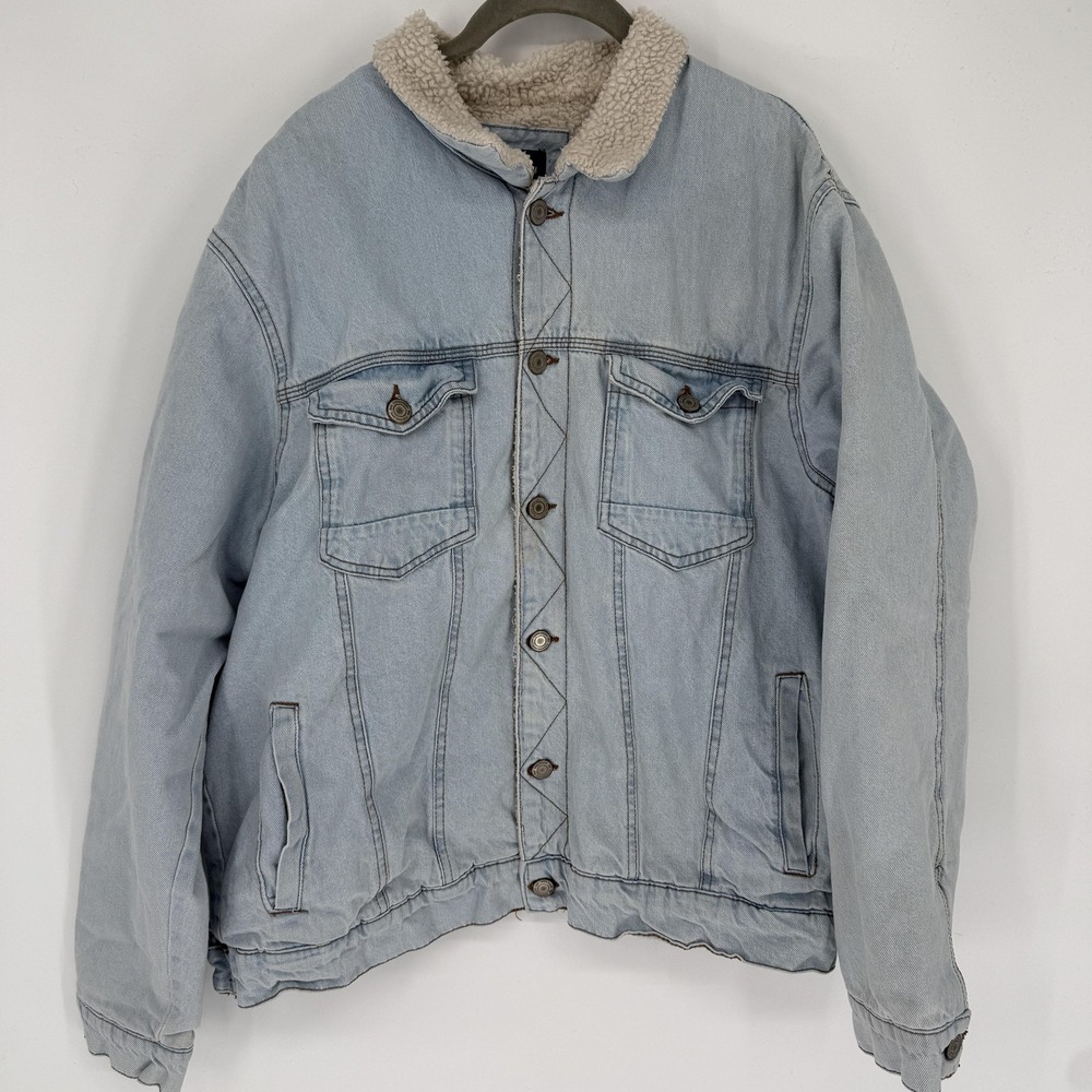 Sunrise Kingdom Jacket Mens XL Denim Sherpa‎ Lined Trucker Blue SKDJ-1004